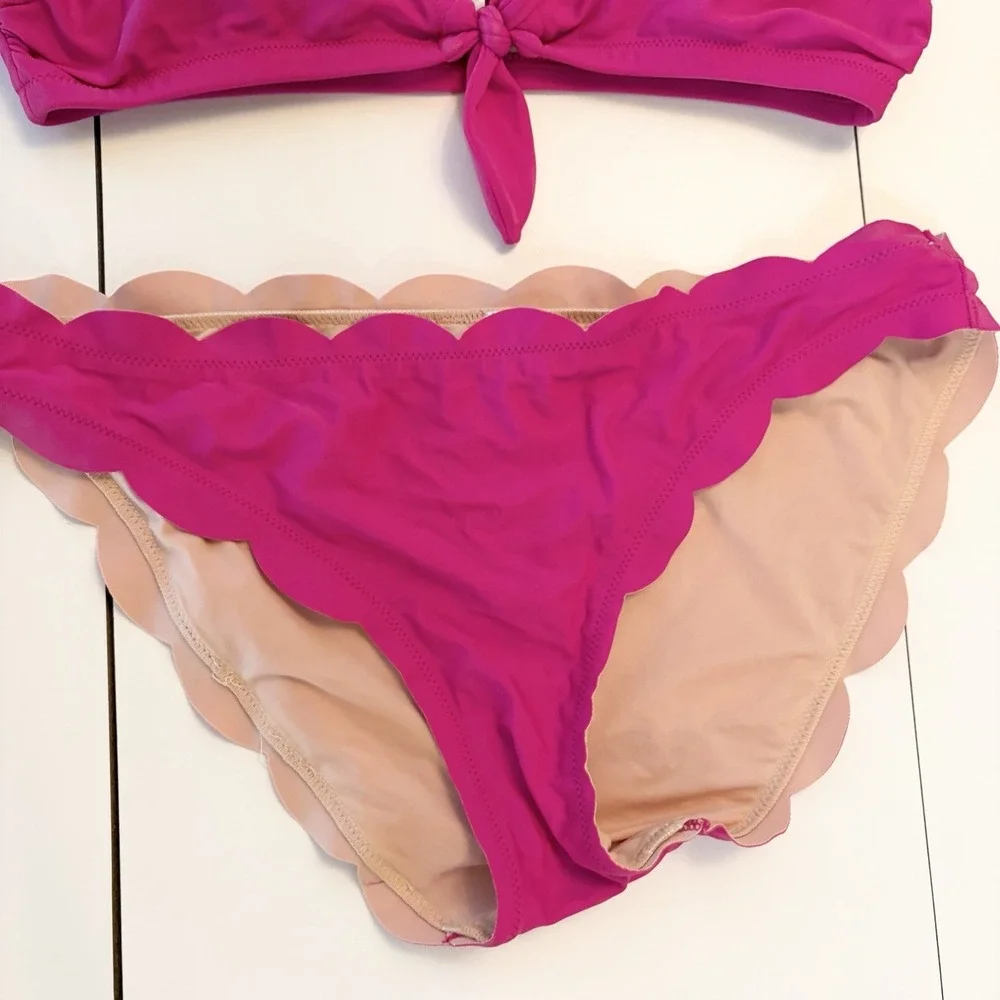 J.CREW Scallop Edge Bikini Set Women's Size M Triangle Beach Coastal 2 Piece